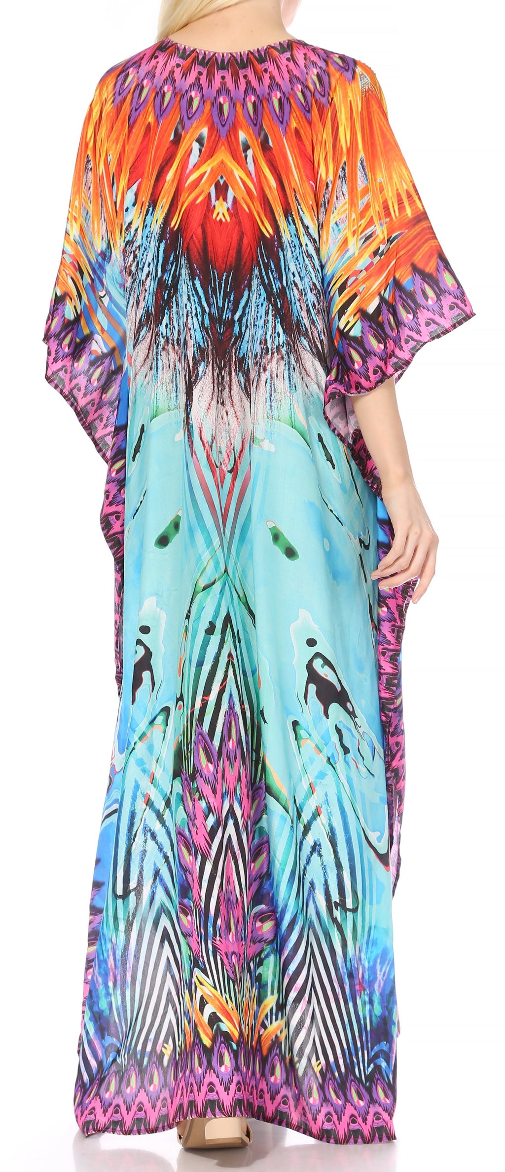 Flowy Rhinestone V-Neck Caftan Dress