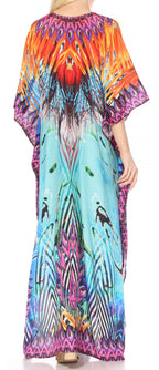 Flowy Rhinestone V-Neck Caftan Dress