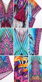 Flowy Rhinestone V-Neck Caftan Dress