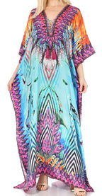 Flowy Rhinestone V-Neck Caftan Dress