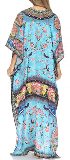 Flowy Rhinestone V-Neck Caftan Dress