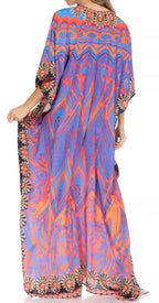 Flowy Rhinestone V-Neck Caftan Dress