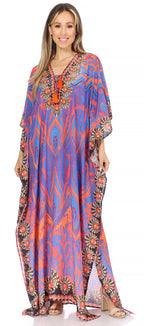Flowy Rhinestone V-Neck Caftan Dress