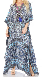 Flowy Rhinestone V-Neck Caftan Dress