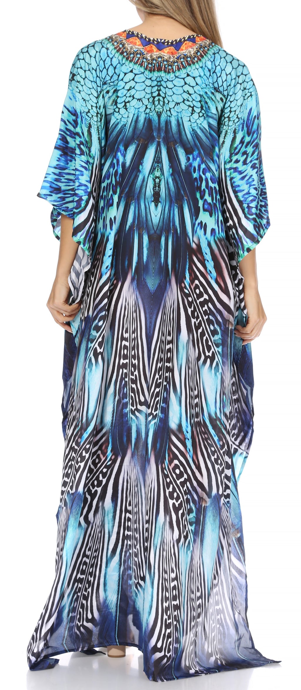 Flowy Rhinestone V-Neck Caftan Dress