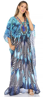 Flowy Rhinestone V-Neck Caftan Dress