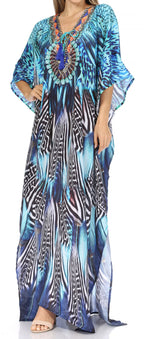 Flowy Rhinestone V-Neck Caftan Dress