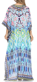 Flowy Rhinestone V-Neck Caftan Dress