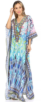 Flowy Rhinestone V-Neck Caftan Dress