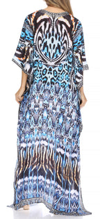 Flowy Rhinestone V-Neck Caftan Dress