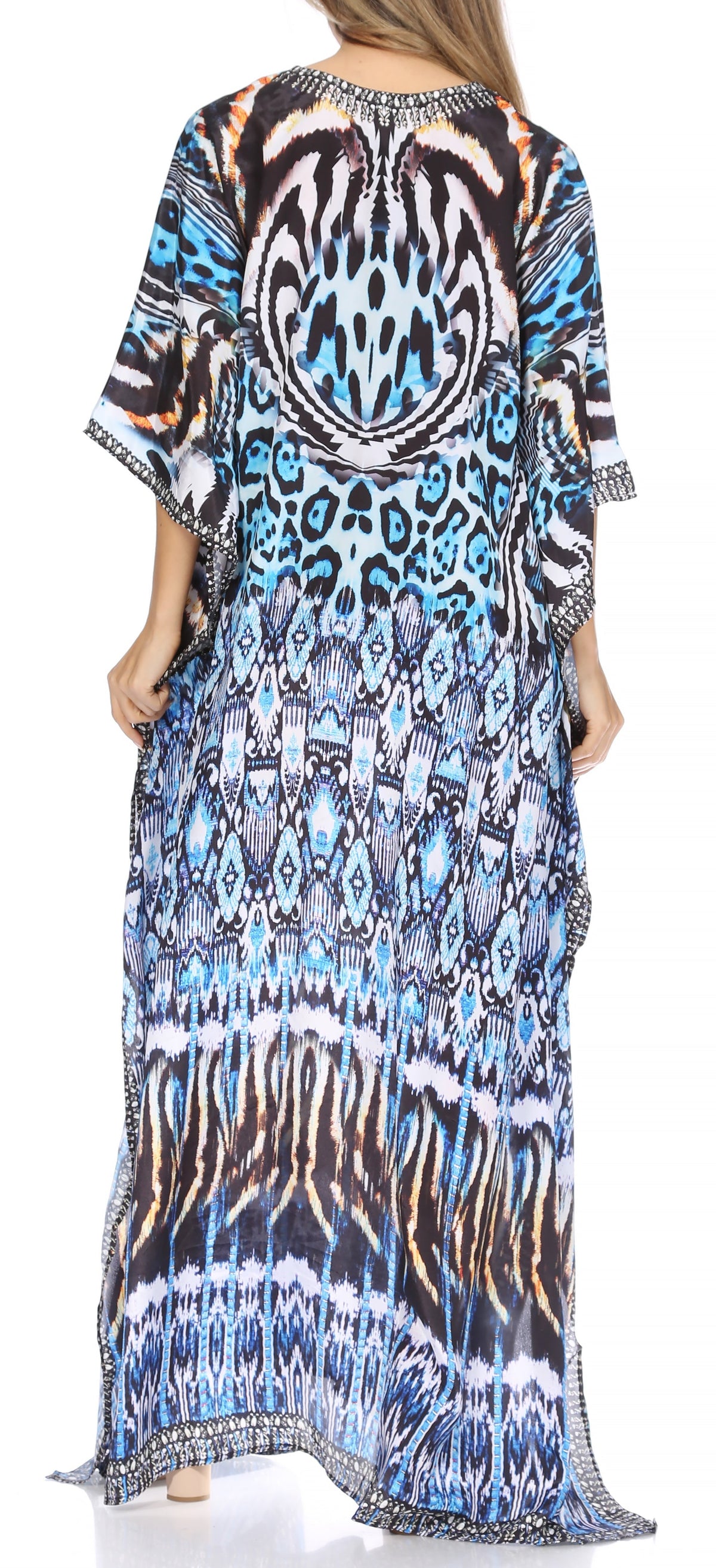Flowy Rhinestone V-Neck Caftan Dress
