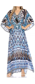 Flowy Rhinestone V-Neck Caftan Dress