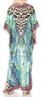 Flowy Rhinestone V-Neck Caftan Dress