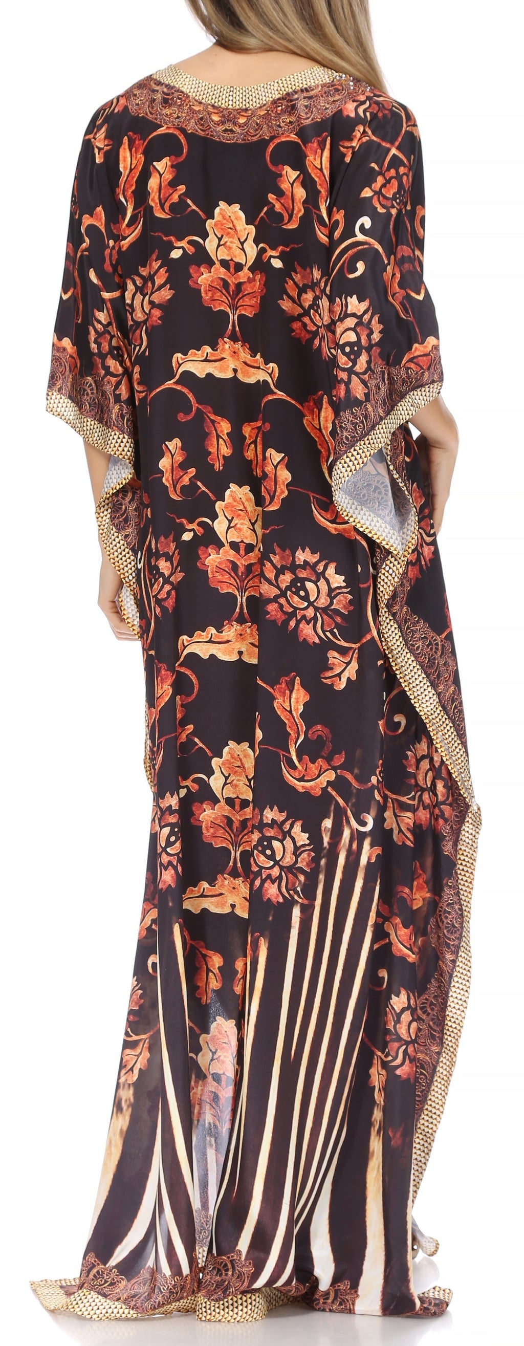 Flowy Rhinestone V-Neck Caftan Dress