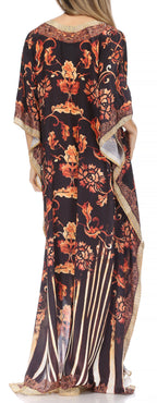 Flowy Rhinestone V-Neck Caftan Dress