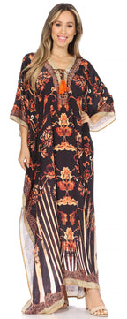 Flowy Rhinestone V-Neck Caftan Dress