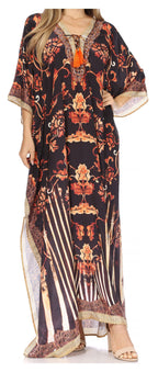 Flowy Rhinestone V-Neck Caftan Dress