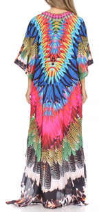Flowy Rhinestone V-Neck Caftan Dress