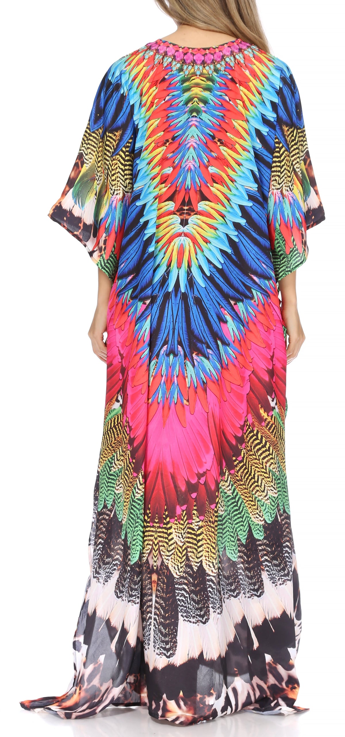 Flowy Rhinestone V-Neck Caftan Dress