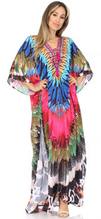 Flowy Rhinestone V-Neck Caftan Dress