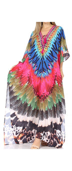 Flowy Rhinestone V-Neck Caftan Dress