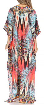 Flowy Rhinestone V-Neck Caftan Dress