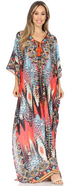 Flowy Rhinestone V-Neck Caftan Dress