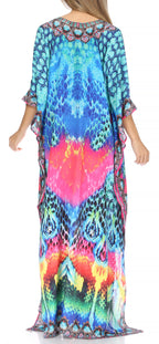 Flowy Rhinestone V-Neck Caftan Dress