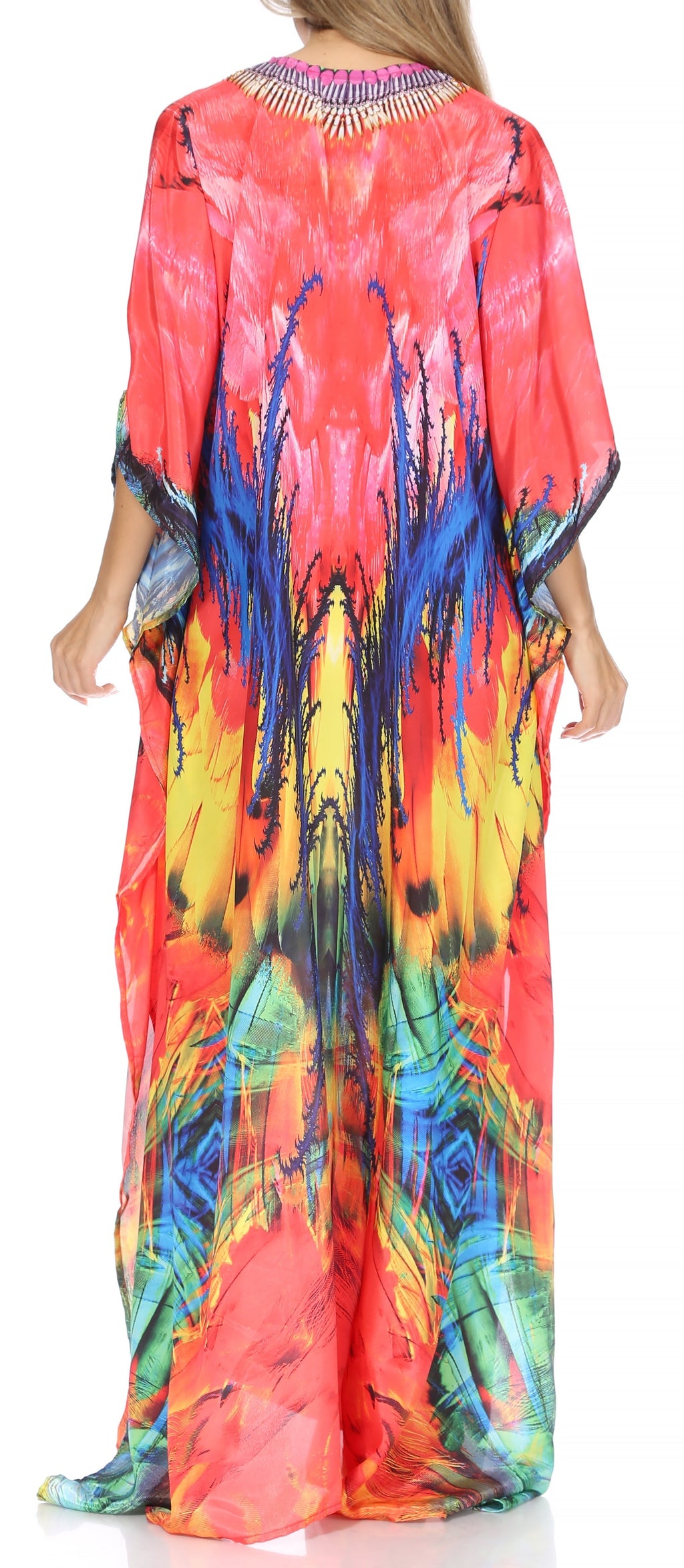 Flowy Rhinestone V-Neck Caftan Dress
