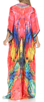 Flowy Rhinestone V-Neck Caftan Dress
