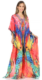 Flowy Rhinestone V-Neck Caftan Dress