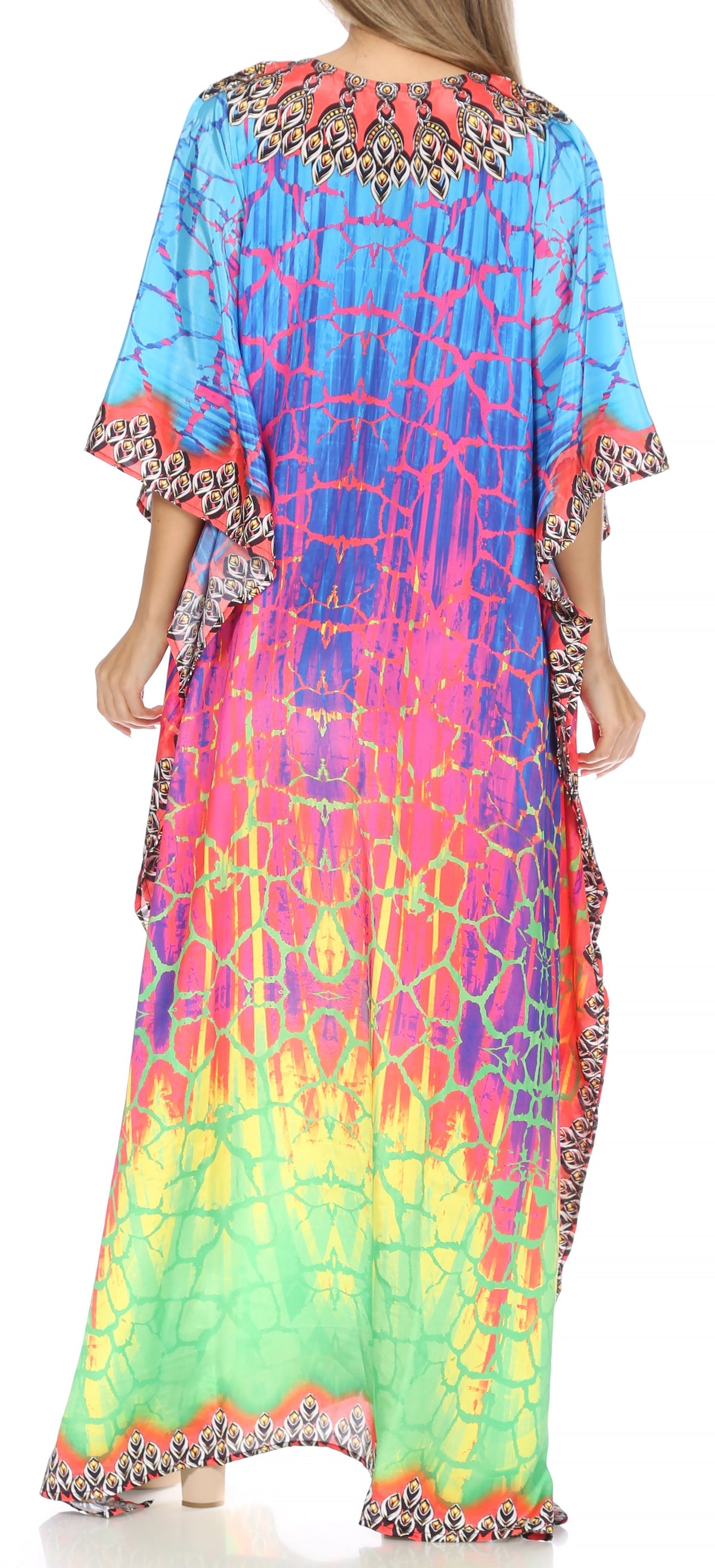 Flowy Rhinestone V-Neck Caftan Dress