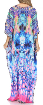 Flowy Rhinestone V-Neck Caftan Dress
