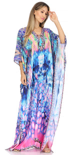 Flowy Rhinestone V-Neck Caftan Dress