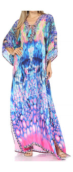 Flowy Rhinestone V-Neck Caftan Dress