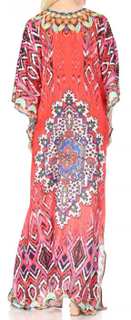 Flowy Rhinestone V-Neck Caftan Dress