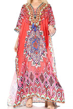 Flowy Rhinestone V-Neck Caftan Dress