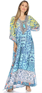 Flowy Rhinestone V-Neck Caftan Dress