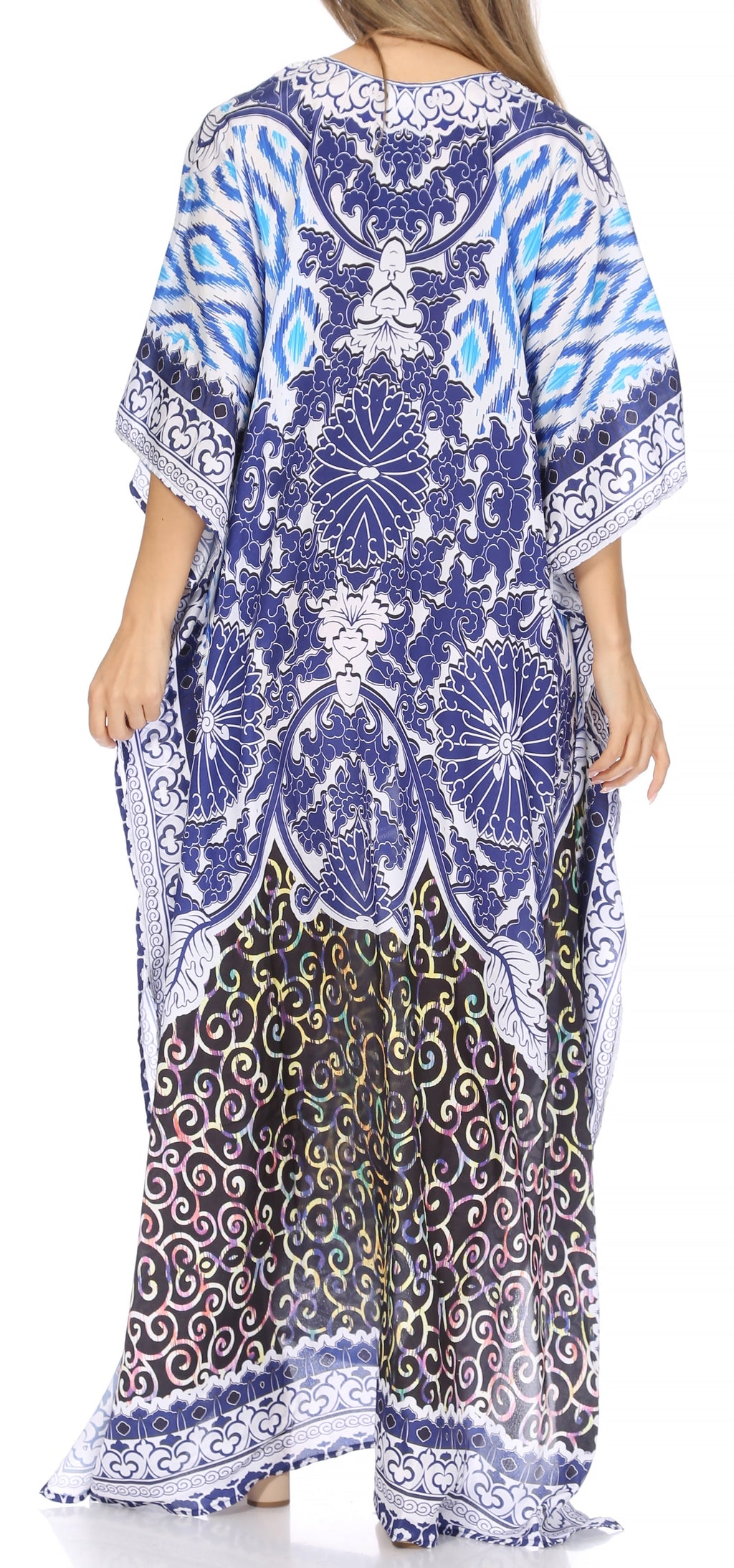 Flowy Rhinestone V-Neck Caftan Dress