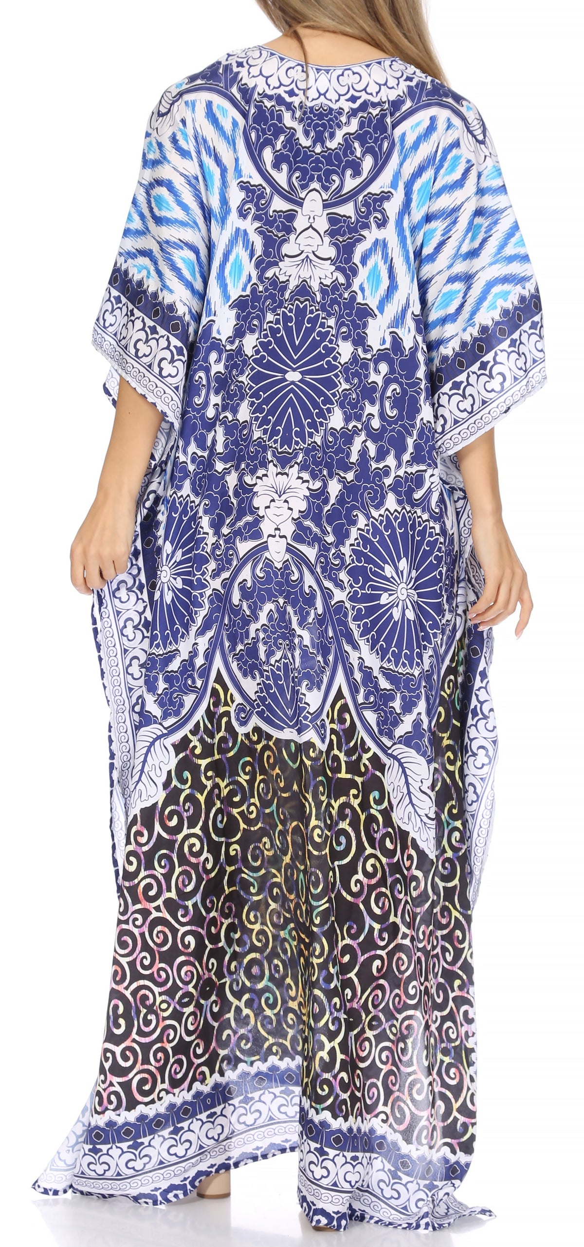 Flowy Rhinestone V-Neck Caftan Dress