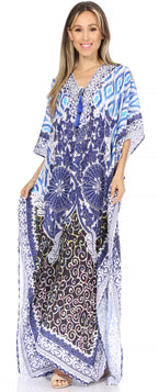 Flowy Rhinestone V-Neck Caftan Dress