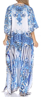 Flowy Rhinestone V-Neck Caftan Dress