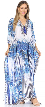Flowy Rhinestone V-Neck Caftan Dress