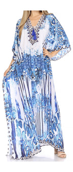 Flowy Rhinestone V-Neck Caftan Dress