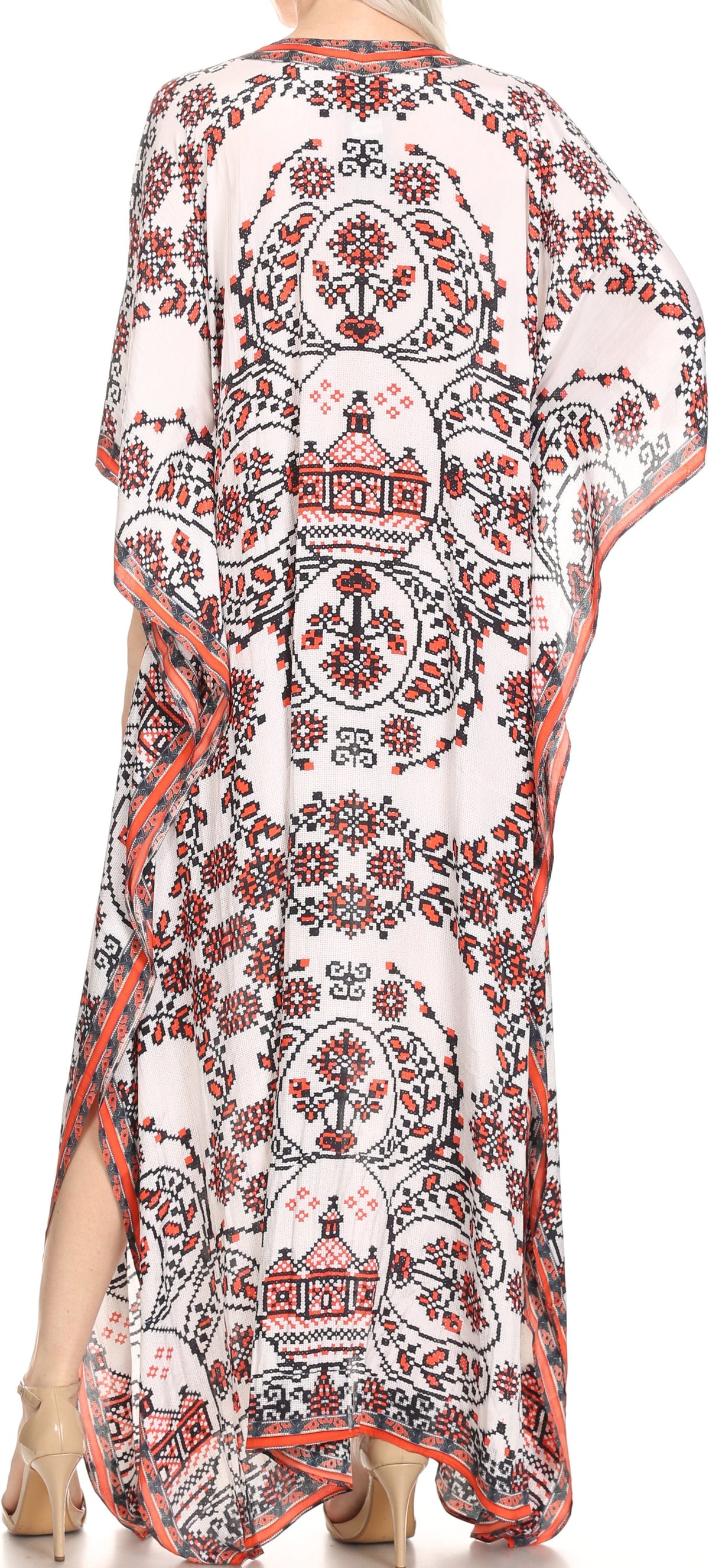 Flowy Rhinestone V-Neck Caftan Dress