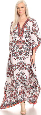 Flowy Rhinestone V-Neck Caftan Dress