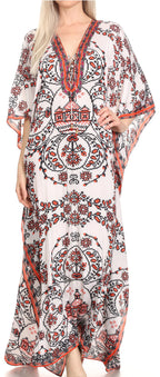 Flowy Rhinestone V-Neck Caftan Dress
