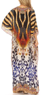 Flowy Rhinestone V-Neck Caftan Dress