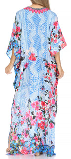 Flowy Rhinestone V-Neck Caftan Dress