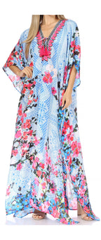 Flowy Rhinestone V-Neck Caftan Dress